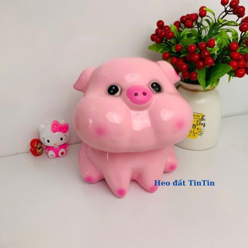 Heo đất tiết kiệm heo Má Phính lỗ tròn size to -lợn đất lỗ tròn -ống heo trang trí quà tặng