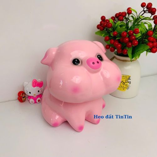 Heo đất tiết kiệm heo Má Phính lỗ tròn size to -lợn đất lỗ tròn -ống heo trang trí quà tặng