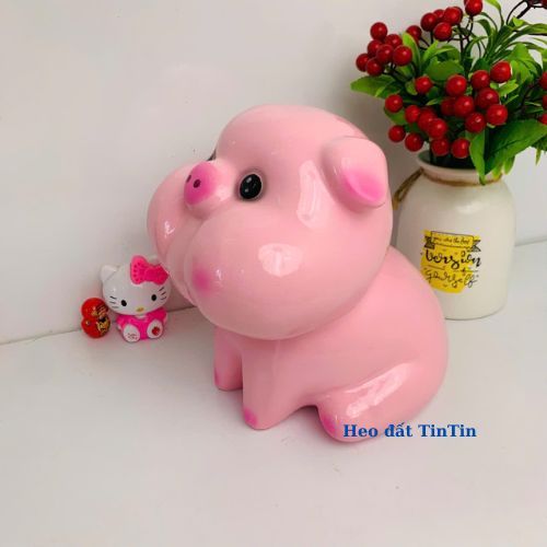 Heo đất tiết kiệm heo Má Phính lỗ tròn size to -lợn đất lỗ tròn -ống heo trang trí quà tặng
