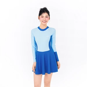 Đồ bơi nữ SOBIE liền thân váy tay dài kín đáo và chống nắng Marine Blue