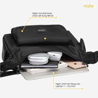 Túi đeo chéo nam nữ Natoli nhiều ngăn đựng laptop vải canvas chống nước đi học Buffalo Cross Bag T5