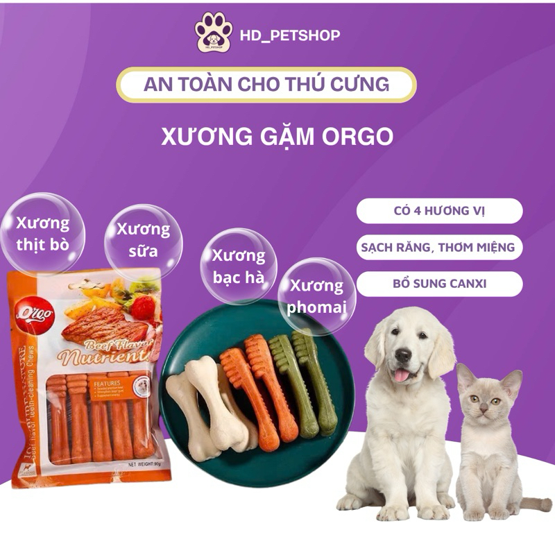 Xương canxi cho chó Orgo - Xương gặm sạch răng thơm miệng 90g