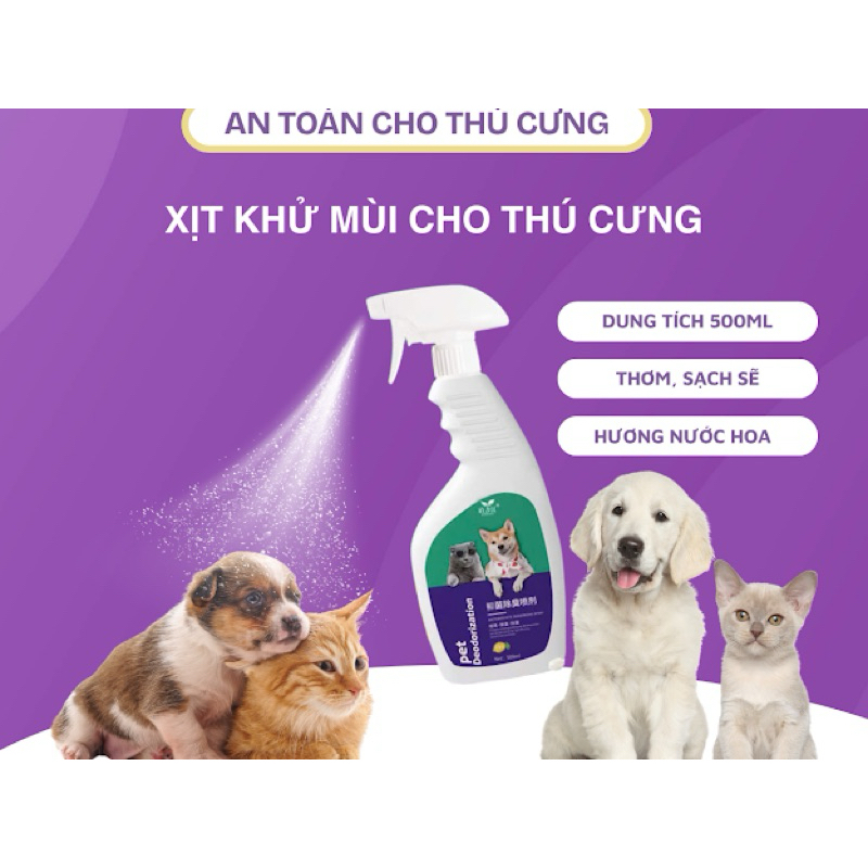Xịt khử mùi cho thú cưng Chumchumpet hương nước hoa chai 500ml, Xịt khử mùi nước tiểu, khử mùi chậu cát chó mèo