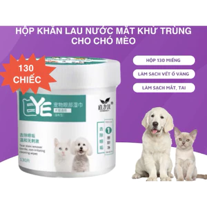 Hộp 130 tờ khăn lau mắt/nếp mặt,mũi cho chó - mèo
