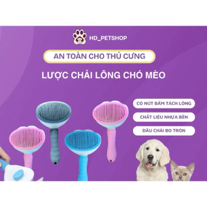 Lược chải lông chó mèo, lược chải lông có nút bấm giúp tách lông dễ dàng