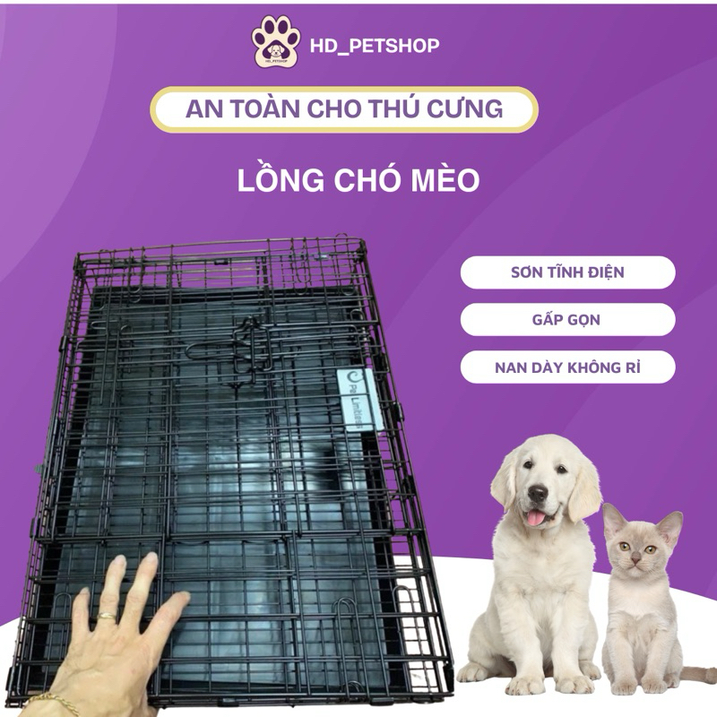 Lồng chó mèo , Chuồng chó, chuồng mèo sơn tĩnh điện gấp gọn đủ kích thước nan dày không rỉ