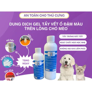 Dung dịch gel tẩy vết ố lông Thú Cưng, Tẩy vết ố về màu ban đầu chuyên dụng thú cưng, tẩy là trắng
