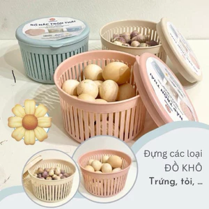 Combo 5 Rổ nắp tròn thái nhựa VIỆT NHẬT - Lưới thoáng khí, đựng hành tỏi ớt, vật dụng văn phòng.