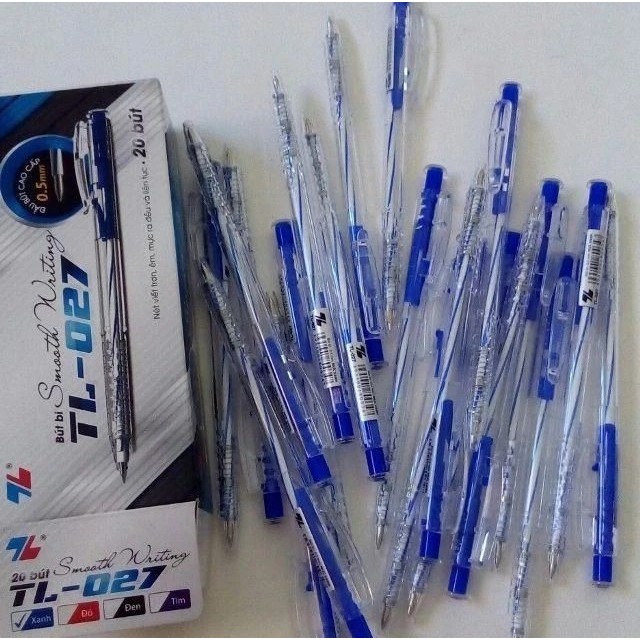Combo 20 Bút bi Thiên Long TL-027 ngòi 0,5mm - Bút bi viết 4 màu mực xanh/ đỏ/ đen