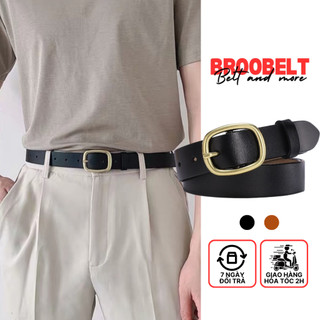 Thắt lưng da bò Broobelt mặt vàng đồng trang nhã, dây nịt da thật nhiều màu bản dây 2.8cm cho nam nữ