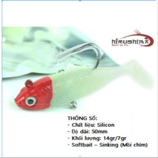 mồi mềm trắng đầu đỏ 7gam và 14gam chuyên câu các loại cá săn mồi