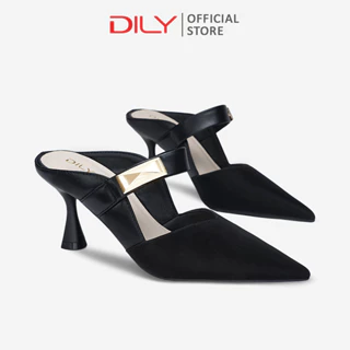 Guốc nữ cao gót DILY phối khóa sang trọng, guốc sục mũi nhọn tôn chân thời trang cao 7cm DL0589