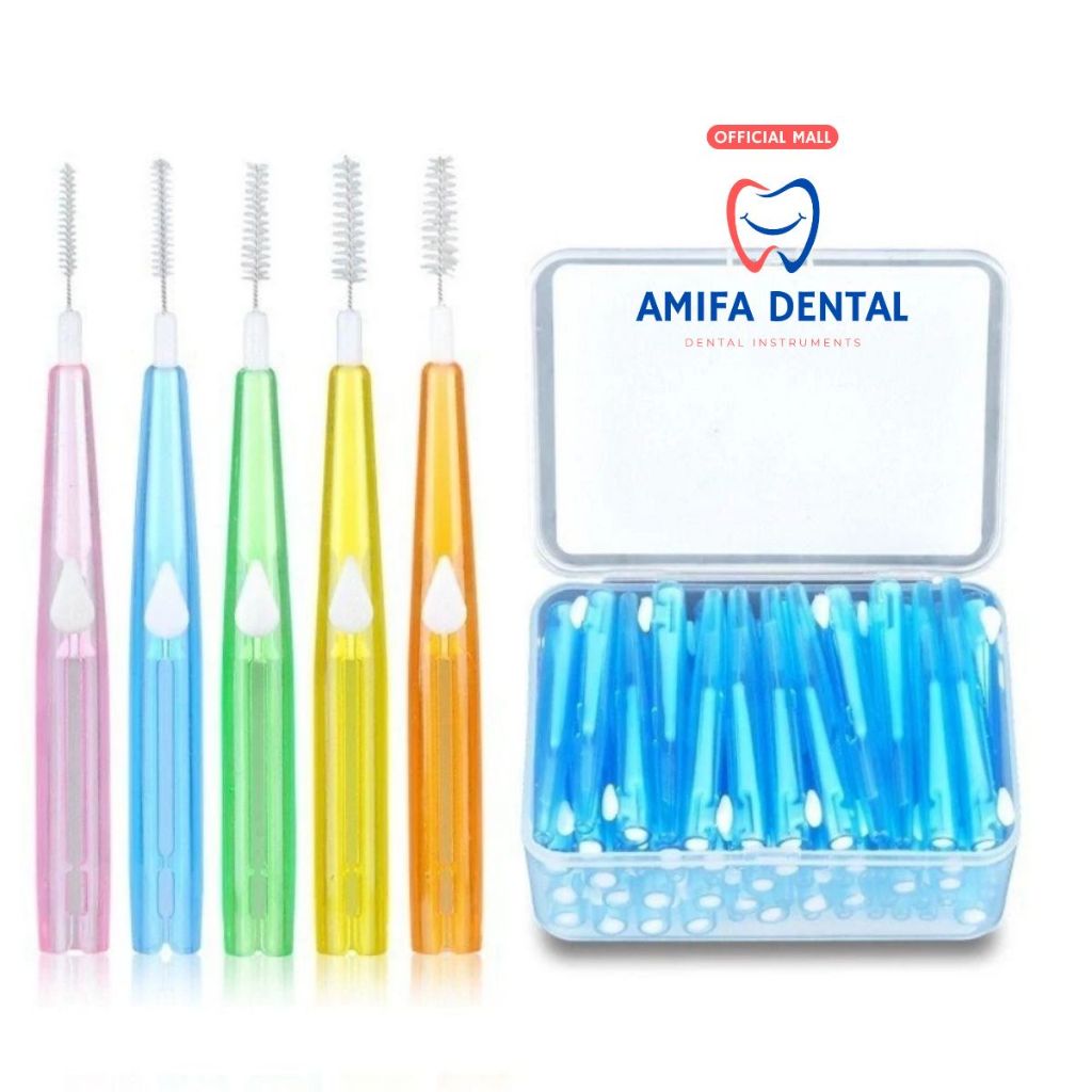 Hộp 60 Cây Bàn Chải Kẽ Răng Dạng Bút, Bàn Chải Niềng Răng, Chỉnh Nha, Bàn Chải Dạng Trượt Tiện Lợi