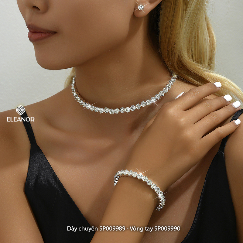 Dây chuyền vòng tay Eleanor Accessories vòng kiềng bộ trang sức đính đá phụ kiện trang sức 9989