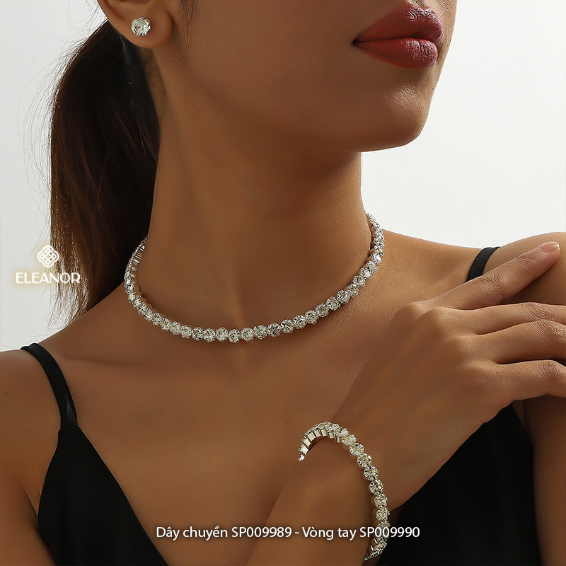Dây chuyền vòng tay Eleanor Accessories vòng kiềng bộ trang sức đính đá phụ kiện trang sức 9989
