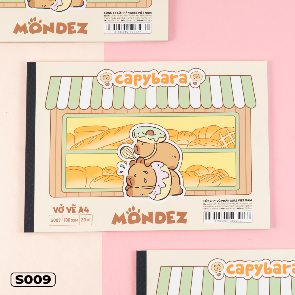 Sổ Vẽ Capybara A4 MONDEZ Chống Lóa Mắt Giấy 100GSM 20 Tờ Phù Hợp Sketch Sử Dụng Chì Màu, Sáp Màu
