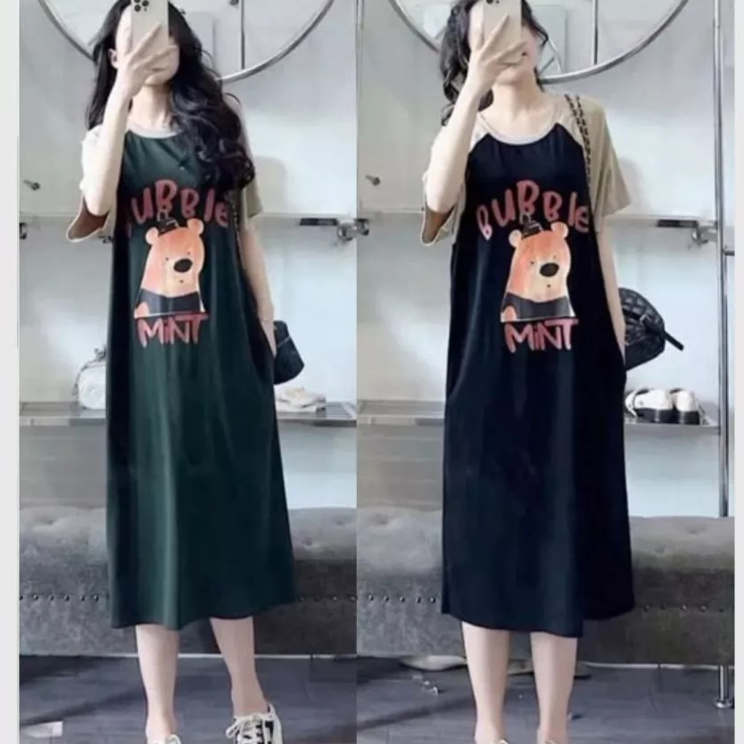 ( Nhiều mẫu) Đầm suông form rộng tay ngắn Váy thun dáng dài cộc tay nữ mặc nhà đi chơi cá tính bầu bigsize T1048G
