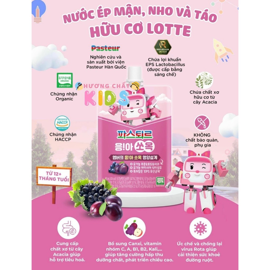 Nước Dinh Dưỡng Lotte Hoa Quả Và Rau Củ Organic Giúp Bé Phát Triển Chiều Cao, Ăn Ngon, Tăng Sức Khỏe