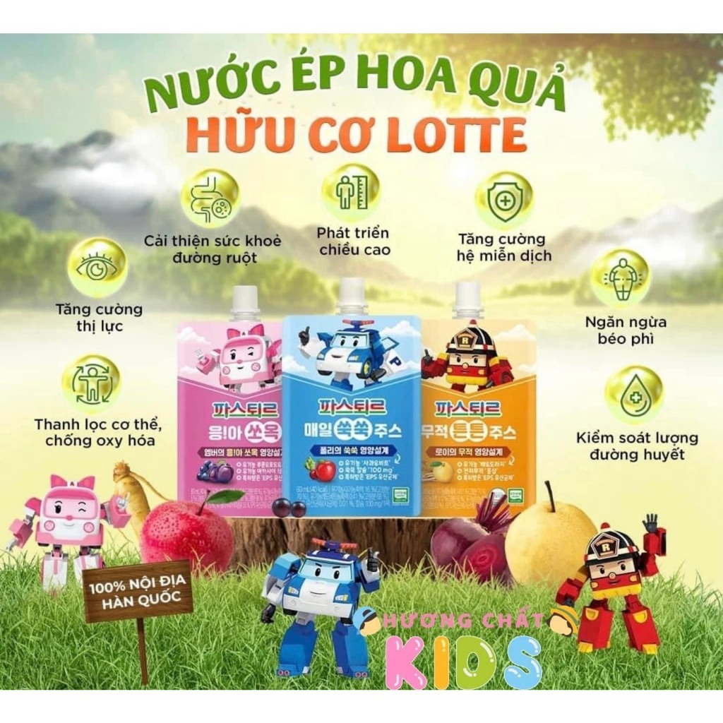 Nước Dinh Dưỡng Lotte Hoa Quả Và Rau Củ Organic Giúp Bé Phát Triển Chiều Cao, Ăn Ngon, Tăng Sức Khỏe