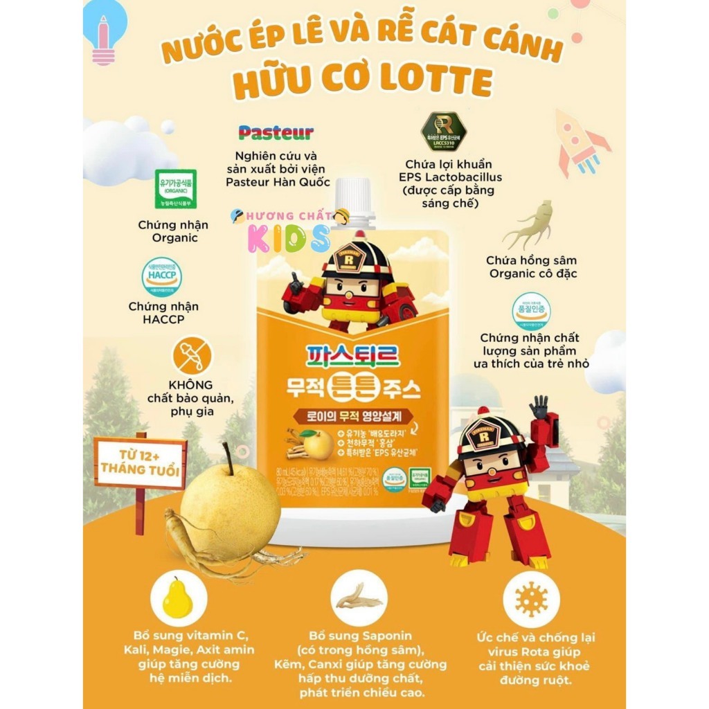 Nước Dinh Dưỡng Lotte Hoa Quả Và Rau Củ Organic Giúp Bé Phát Triển Chiều Cao, Ăn Ngon, Tăng Sức Khỏe