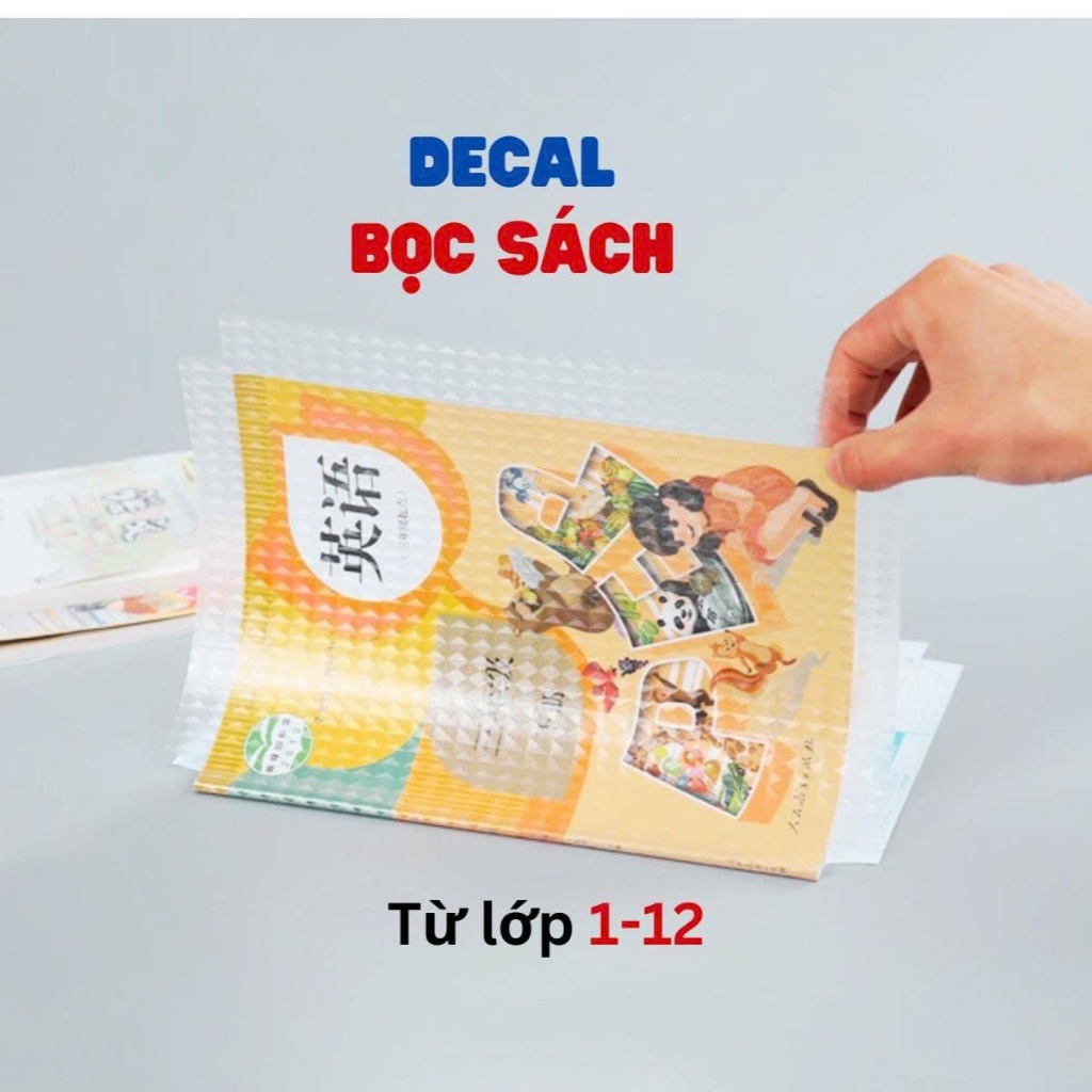 Combo 30 bọc Decal + 30 nhãn vở đầy đủ 3 kích thước cho học sinh từ lớp 1-12