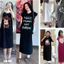 Đầm suông form rộng tay ngắn Váy thun dáng dài cộc tay nữ mặc nhà đi chơi cá tính bầu bigsize T1048G