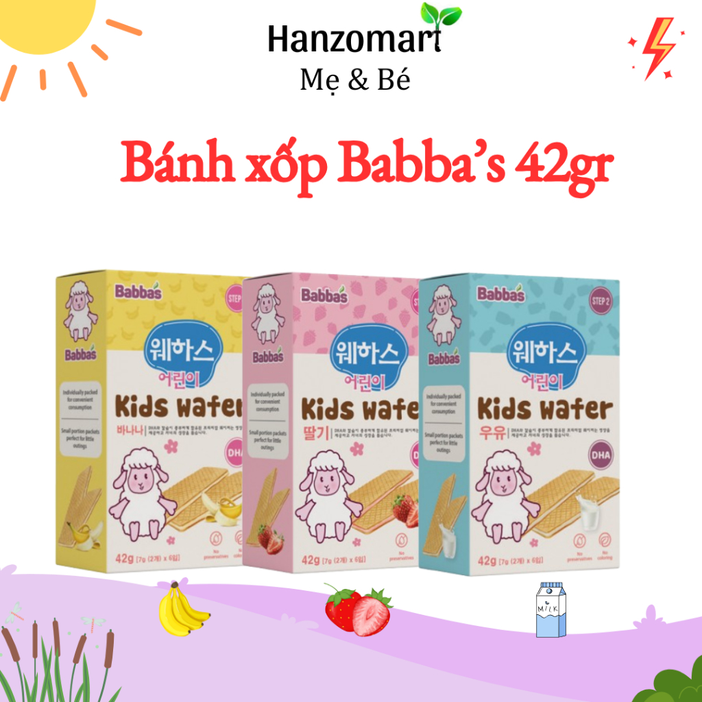 Bánh Xốp Ăn Dặm BABBA'S Giòn Rụm, Thơm Ngon, Bổ Sung DHA Phát Triển Trí Não Cho Bé Từ 8 Tháng Tuổi