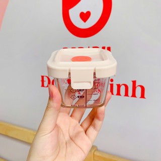 Hộp trữ đông thủy tinh cao cấp có vạch chia, nắp đậy nhựa chống rò rỉ