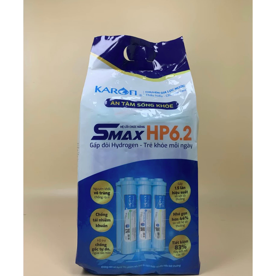 Bộ 10 Lõi Lọc Nước Karofi Sử Dụng 123 Livotev (Lõi 2 CTO Lưới) ,RO mỹ và HP6.2 Dung Cho Model KAQ-X39, KAD-D52