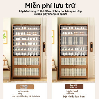 Giày dép chống bụi tủ Tủ giày gỗ Tủ giày thông minh gấp gọn kệ đựng dung tích lớn lưu trữ nhiều tầng cho không gian