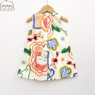 Váy Lanh bé gái, Đầm Lanh bé gái sát nách dáng suông ChuChoaKids [VBC24]