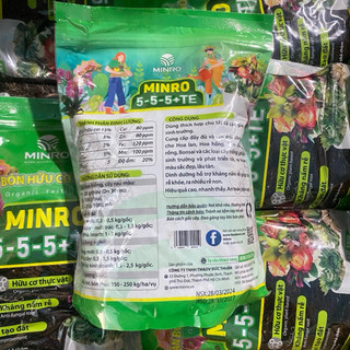 (1kg) Phân bón hữu cơ khoáng Minro 5-5-5+TE chuyên bón Hoa Lan, Hoa Hồng, Sen Đá, Xương Rồng, Bon Sai, Hoa Kiểng