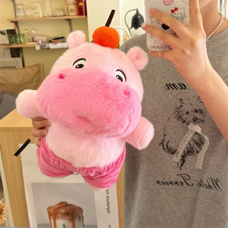 Gấu bông capybara lulu quần cam mặt ngộ nghĩnh đáng yêu, Thú nhồi bông cappybara màu cam làm quà tặng  vui vẻ cho bé