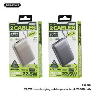 [Có 3C] Pin Dự Phòng REMAX FC-06 20000mAh tích hợp cáp TypeC 22.5W, LaiNing 12W, Thiết kế mini