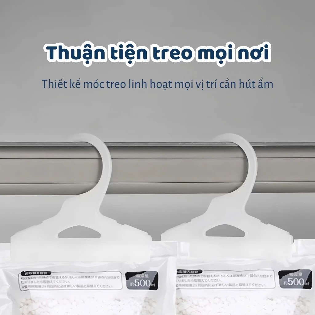 Túi Siêu Hút Ẩm Treo Tủ Quần Áo Khử Mùi Chống Mốc, Nồm, Ẩm 2 Ngăn Hút Ẩm Lên Tới 500ml