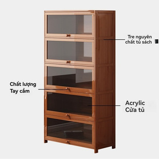 Tủ sách gỗ Tủ sách lưu trữ chống bụi trong suốt Để Sàn tủ quần áo ăn nhẹ Lắp Ráp Đơn Giản trong decor trang trí bền đẹp