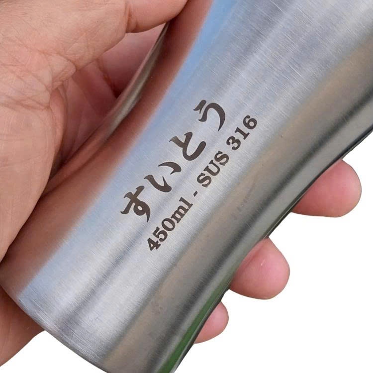 Cốc bia giữ nhiệt Japan inox 316 kiểu dáng cao hàng nhập bãi chưa sử dụng dung tích 450ml