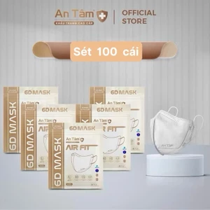 Combo 100 cái khẩu trang 6D An Tâm 4 lớp kháng khuẩn công nghệ Hàn Quốc size người lớn