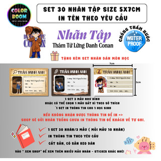 Nhãn vở Conan in tên theo yêu cầu - Set 30 Nhãn size 5x7cm - ColorBoom