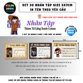 Nhãn vở Conan in tên theo yêu cầu - Set 30 Nhãn size 5x7cm - ColorBoom