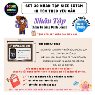 Nhãn vở Conan in tên theo yêu cầu - Set 30 Nhãn size 5x7cm - ColorBoom