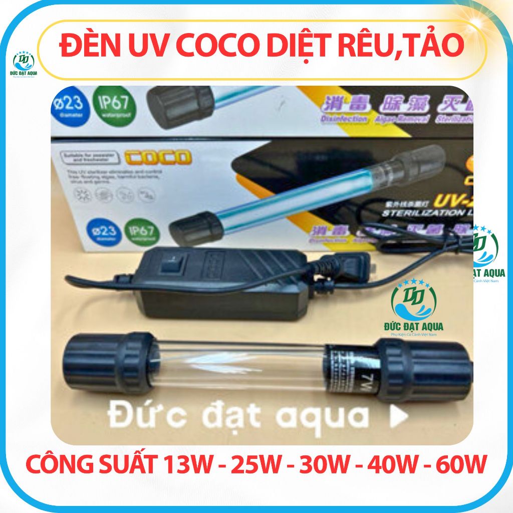 Đèn UV công suất 7w - 9w - 11w -13w -25w-30w-40w-60w-100w-coco xử lý rêu tảo, hồ koi 2