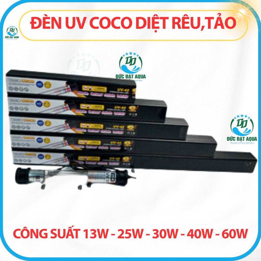 Đèn UV công suất 7w - 9w - 11w -13w -25w-30w-40w-60w-100w-coco xử lý rêu tảo, hồ koi