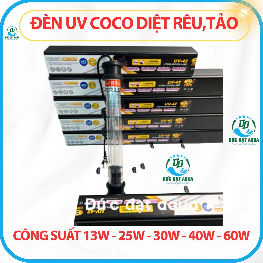 Đèn UV công suất 7w - 9w - 11w -13w -25w-30w-40w-60w-100w-coco xử lý rêu tảo, hồ koi 6