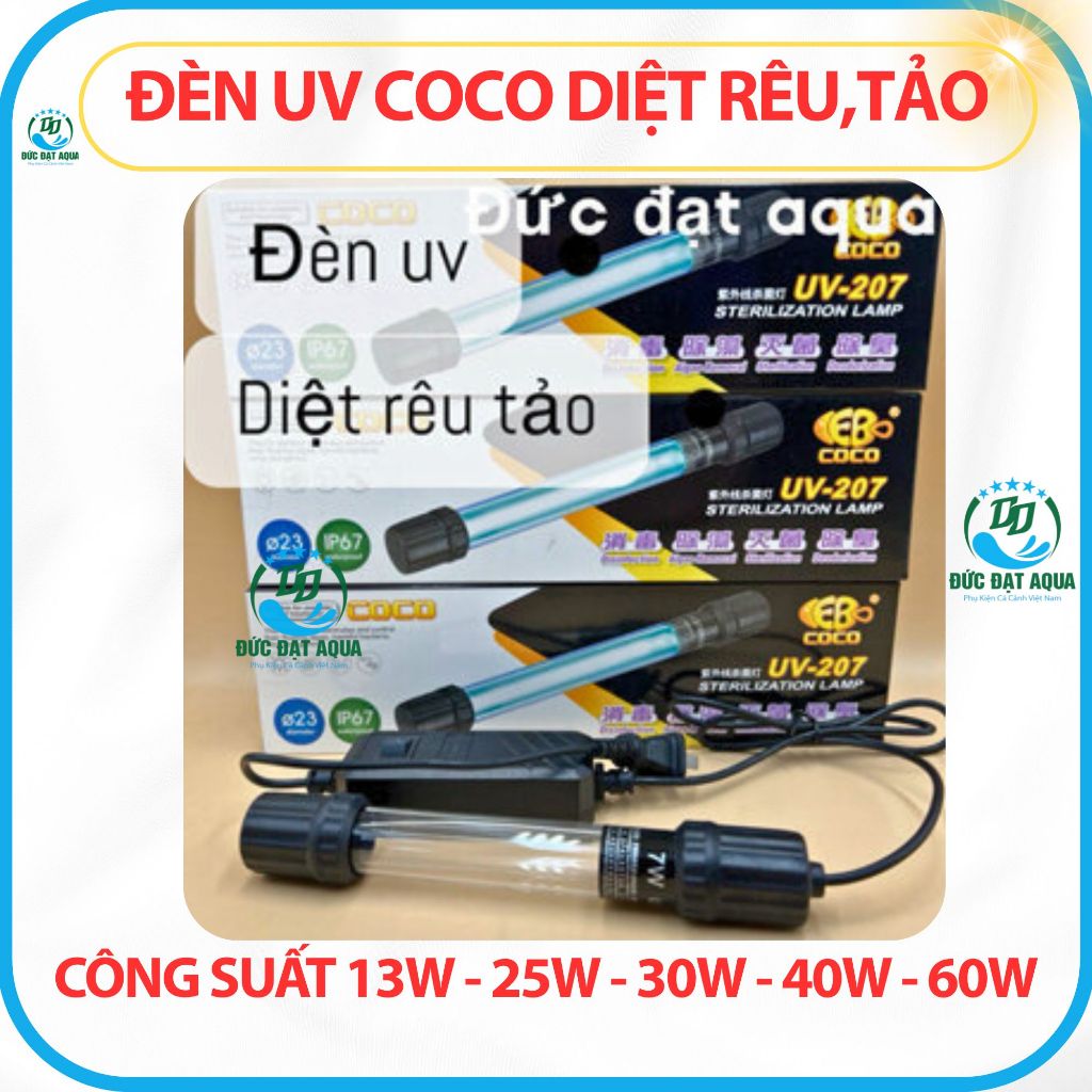 Đèn UV công suất 7w - 9w - 11w -13w -25w-30w-40w-60w-100w-coco xử lý rêu tảo, hồ koi 3