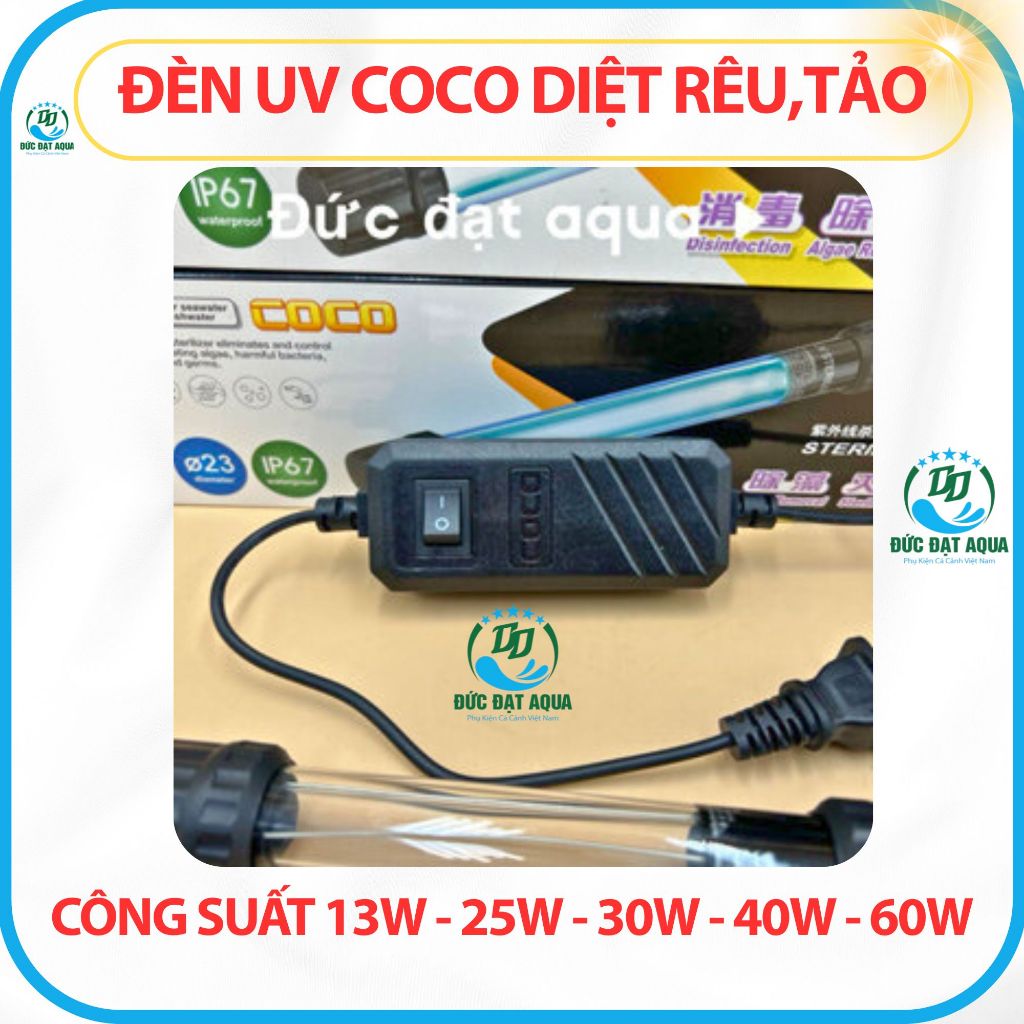 Đèn UV công suất 7w - 9w - 11w -13w -25w-30w-40w-60w-100w-coco xử lý rêu tảo, hồ koi 5