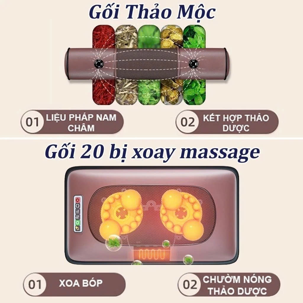 Đệm Mát Xa Toàn Thân Phục Hồi Chức Năng, Nệm Ghế Gối Massage Cổ Vai Gáy Giảm Đau Nhức Cơ Thể Tại Nhà