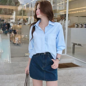 Chân váy jean nữ GILLEE dáng ngắn có lót trong phong cách Hàn Quốc FVJ030