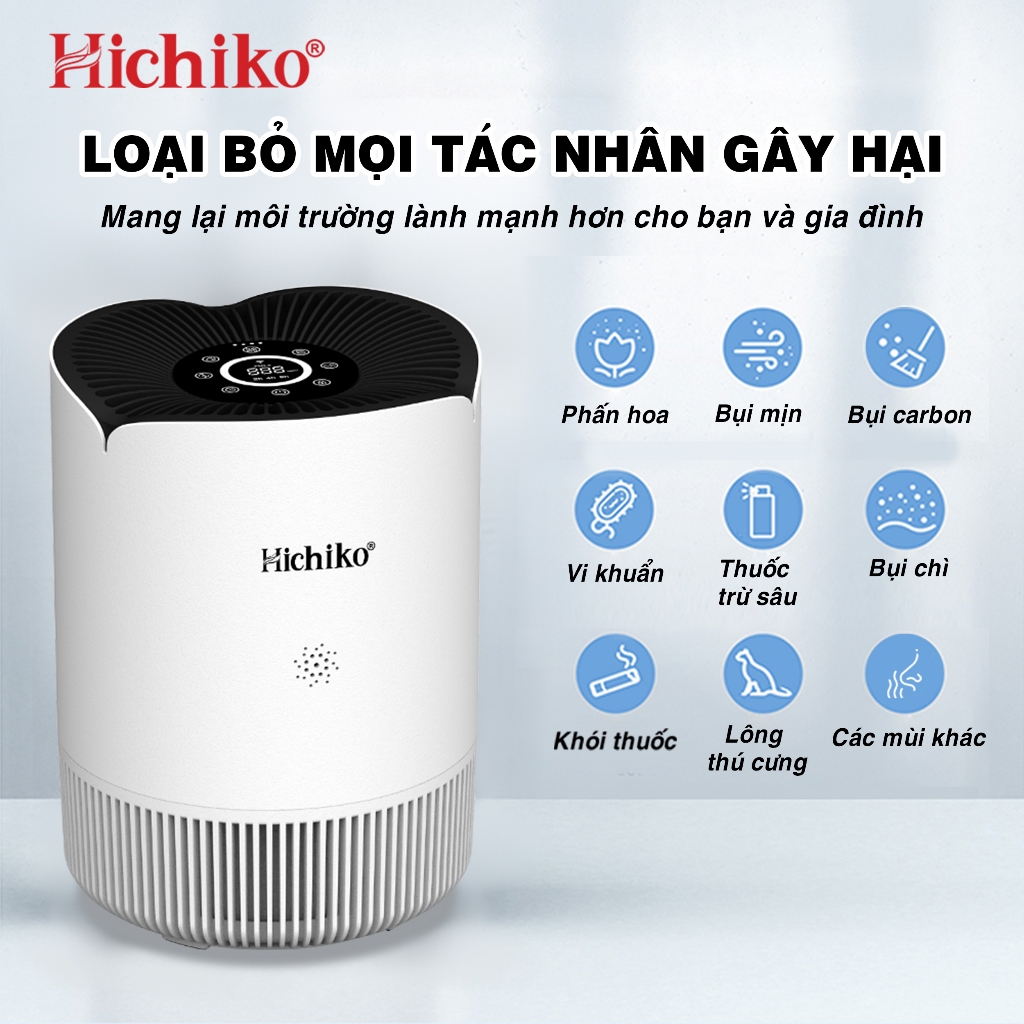 Máy lọc không khí Hichiko HC25K5 Hepa H14, 25m2, Công nghệ ion âm, Màng lọc lông thú cưng