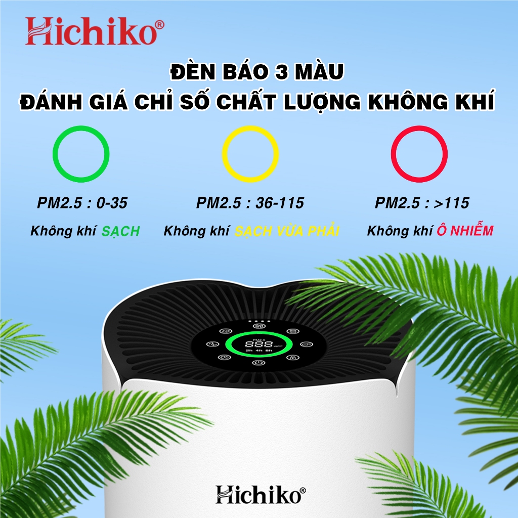 Máy lọc không khí Hichiko HC25K5 Hepa H14, 25m2, Công nghệ ion âm, Màng lọc lông thú cưng